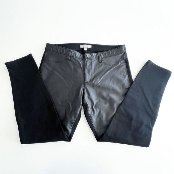 Banana Republic Womens Sloan Front Faux Leather Skinny Pants Black Size 8 - Picture 1 of 10